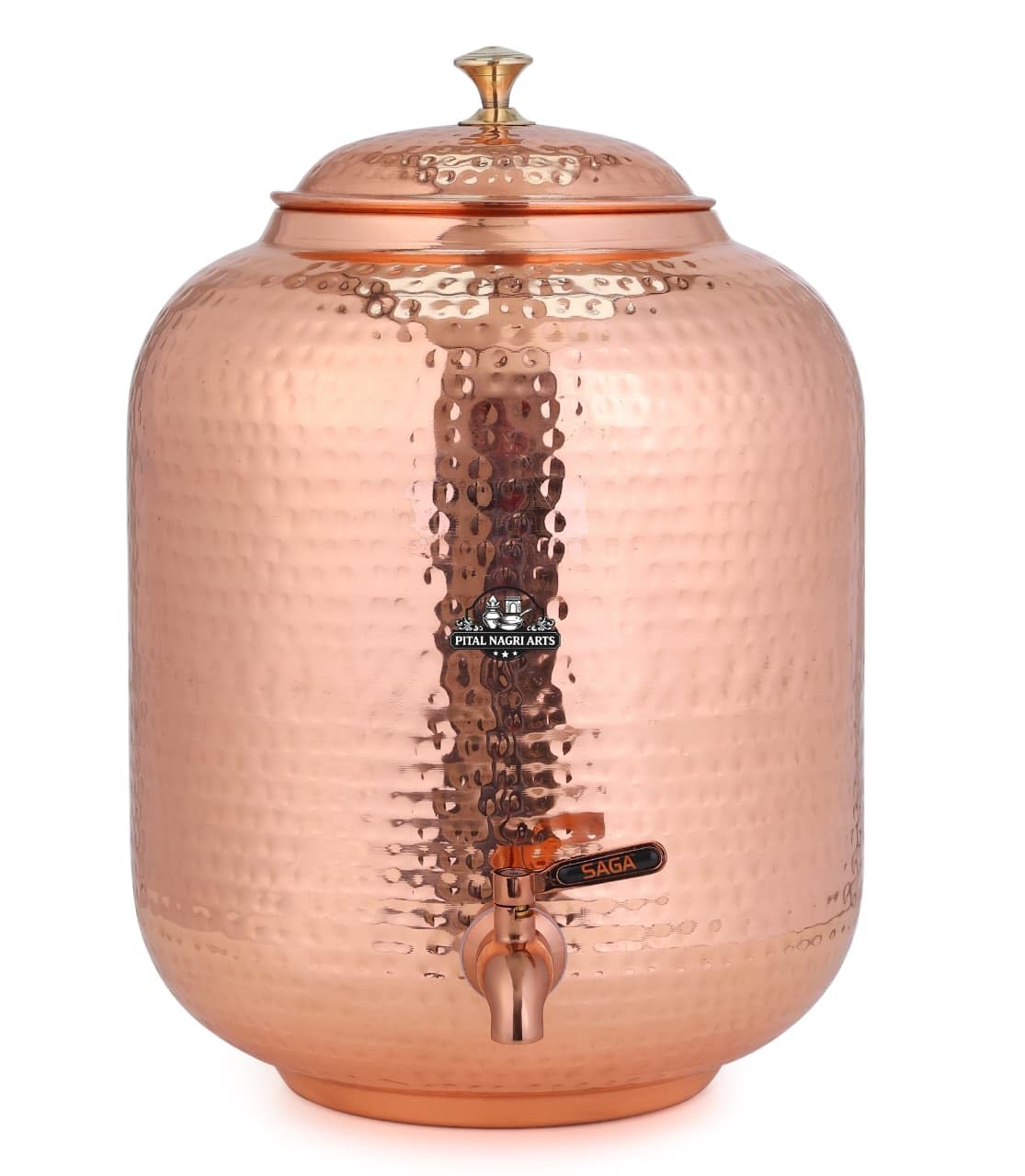 Buy Pital Nagri Arts Pure Copper Hammered Water Dispenser with Lid